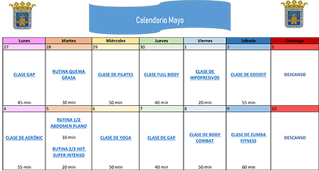 Calendario ejercicios mayo - Ayuntamiento de Tarazona