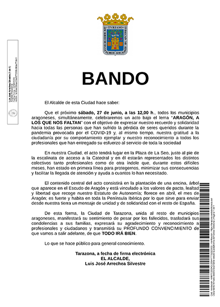 Bando - homenaje a las víctimas del COVID-19