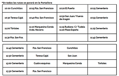 horario autobús todos los santos