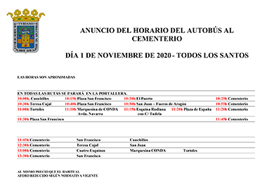 COVID - Horarios autobus 1 de noviembre 