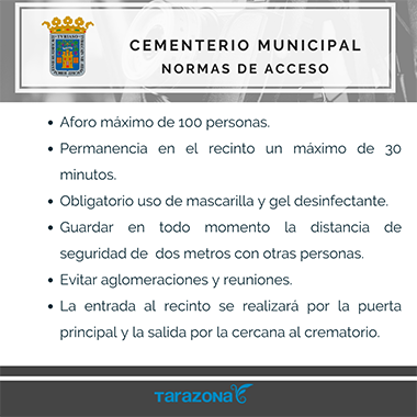 COVID - NORMAS DE ACCESO cementerio Tarazona