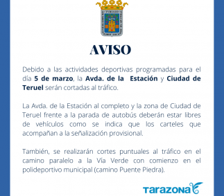 Cortes de tráfico en Avda. de la Estación y Ciudad de Teruel