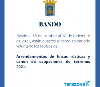 Cobro voluntario de Arrendamientos Fincas Rústicas y Canon de Ocupaciones de Terrenos 2021