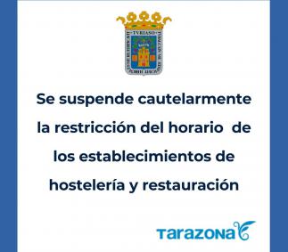 Se suspende cautelarmente la restricción del horario de  los establecimientos de Hostelería y Restauración