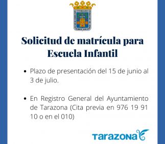 Bando - Matrículas Escuela Infantil Tarazona