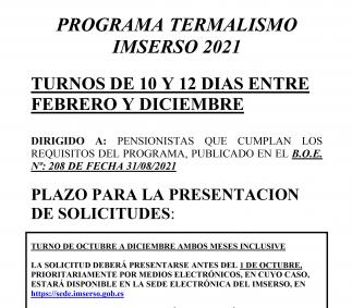 Programa Termalismo Inserso 2021